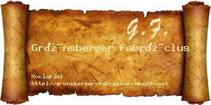Grünsberger Fabrícius névjegykártya